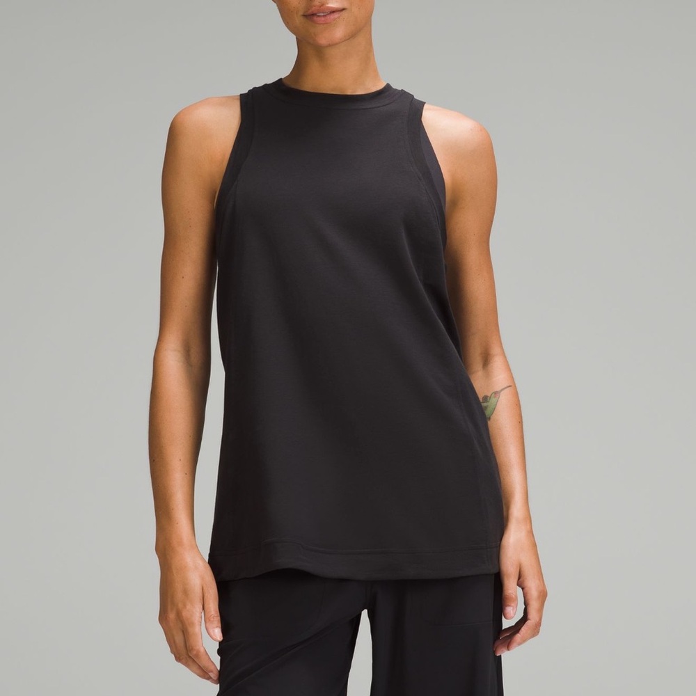NWT Lululemon Black Long Cotton Crewneck Tank Top Size XS